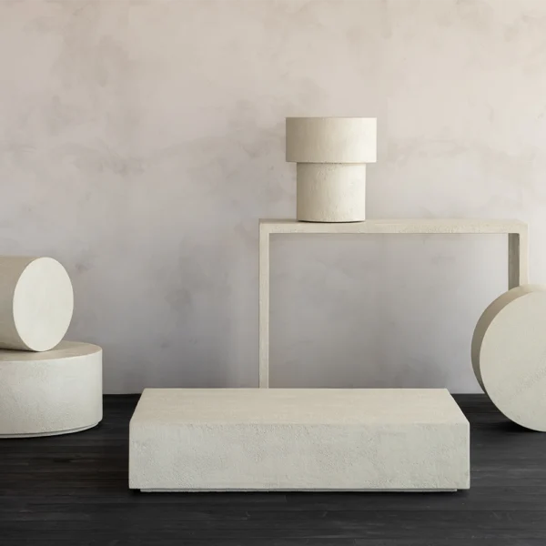 Stone Finish Off-White Microcement Coffee Table - Available in different Shapes and Sizes – Image 2