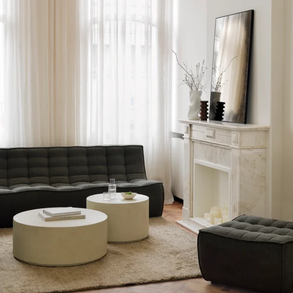 Stone Finish Off-White Microcement Coffee Table - Available in different Shapes and Sizes – Image 6
