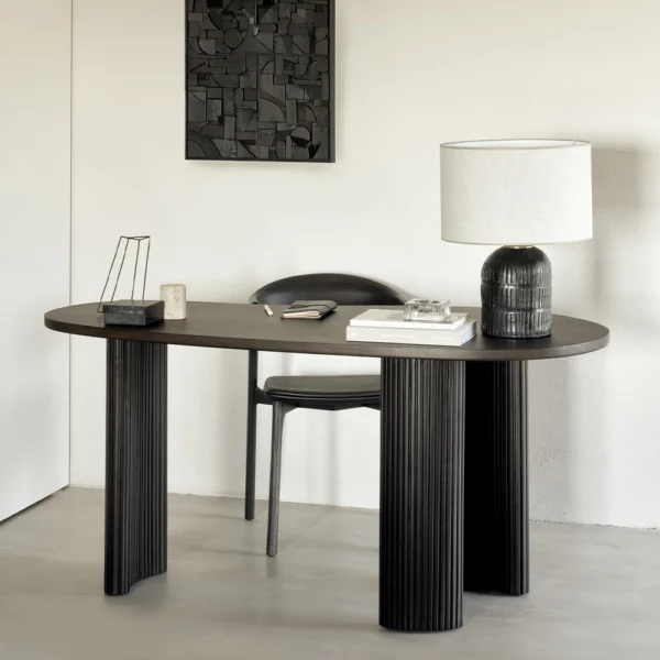 Ocean Pebble Solid Wood Desk - Available in Oak or Dark Mahogany - Image 4
