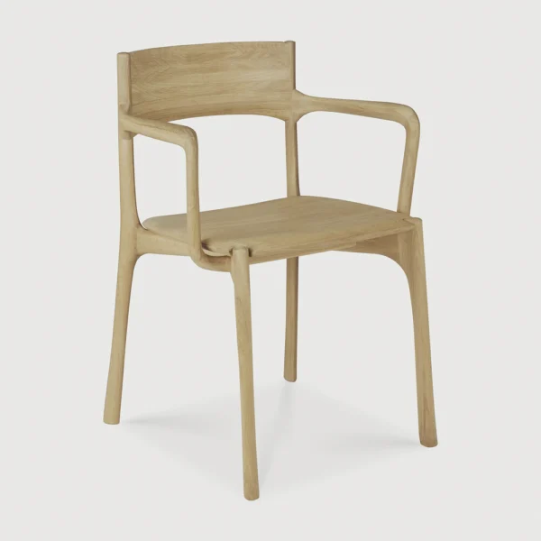 Refined Solid Oak and Teak Wood Dining Armchair - Available in Two Materials and Armrests