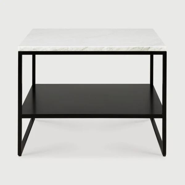 Marble Side Table With Black Metal Frame - Available in White Carrara or Dark Emperador