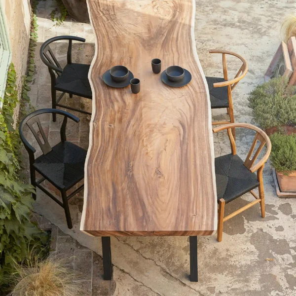 Rustic Living Edge Solid Suar Wood Dining Table - Available in Two Sizes - Image 2