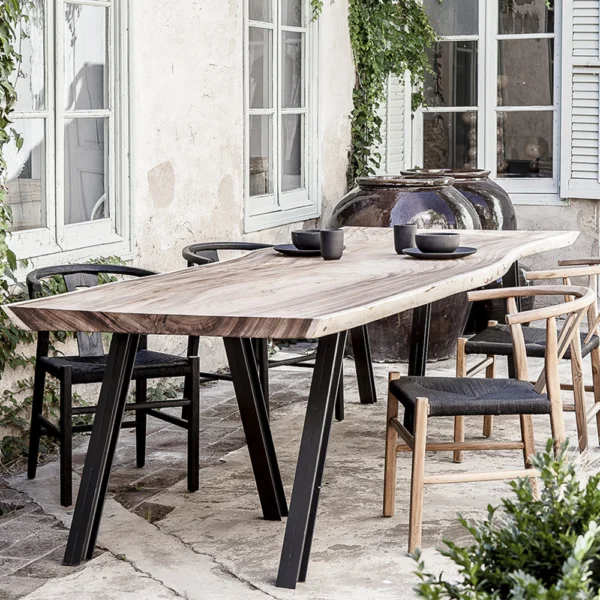 Rustic Living Edge Solid Suar Wood Dining Table - Available in Two Sizes - Image 3
