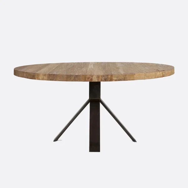 Rustic Solid Natural Teak Wood Round Dining Table - Available in Three Sizes