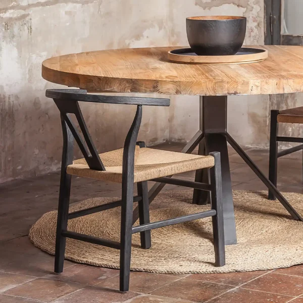 Rustic Solid Natural Teak Wood Round Dining Table - Available in Three Sizes - Image 2
