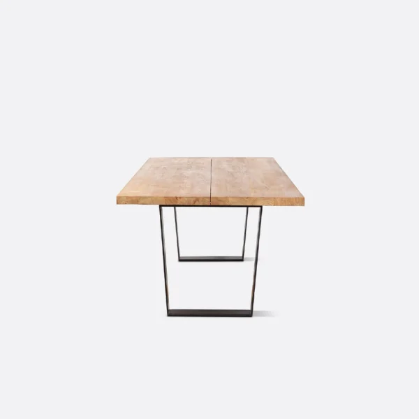 Solid Suar Wood Dining Table with Black Contemporary Base - Image 3