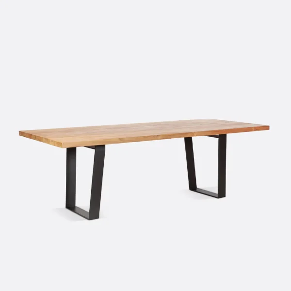 Solid Suar Wood Dining Table with Black Contemporary Base - Image 2