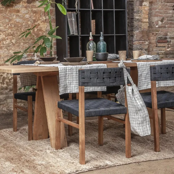 Contemporary Trestle Style Solid Natural Teak Wood Dining Table - Image 6
