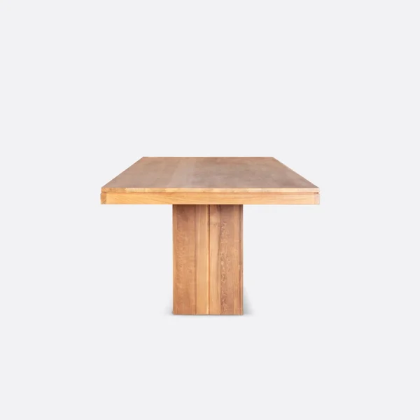 Stunning Solid Natural Teak Wood Dining Table with Pillar Base - Image 3