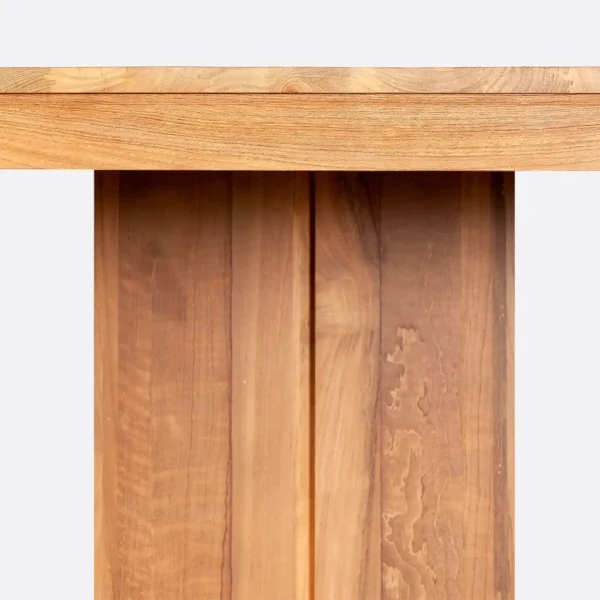 Stunning Solid Natural Teak Wood Dining Table with Pillar Base - Image 4