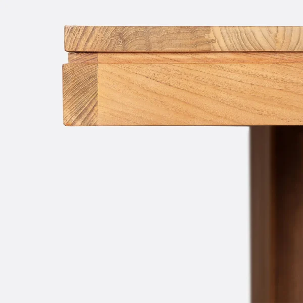 Stunning Solid Natural Teak Wood Dining Table with Pillar Base - Image 6