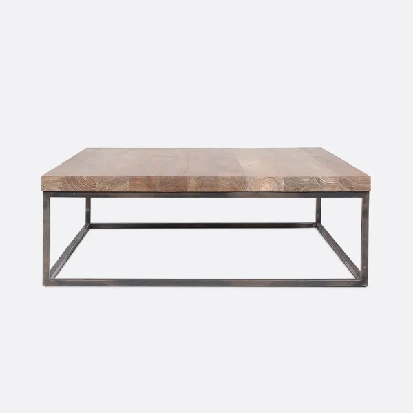 Solid Natural Teak Wood Coffee Table with Contemporary Base - Available in Two Sizes