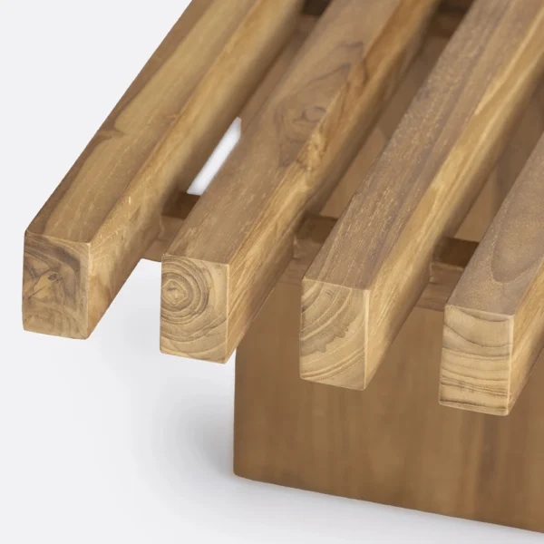 Slatted Top Solid Natural Teak Wood Coffee Table - Indoor and Outdoor – Image 3