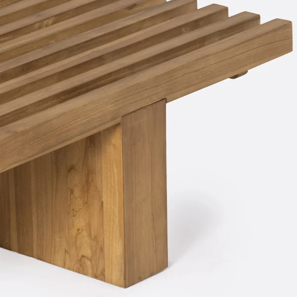 Slatted Top Solid Natural Teak Wood Coffee Table - Indoor and Outdoor – Image 5