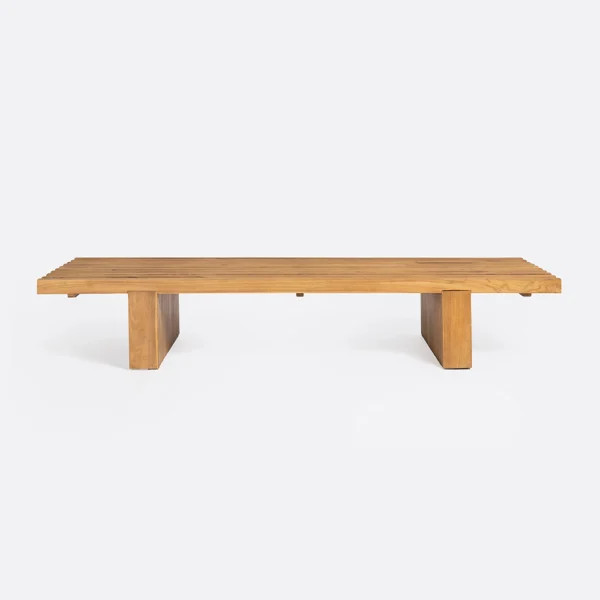 Slatted Top Solid Natural Teak Wood Coffee Table - Indoor and Outdoor
