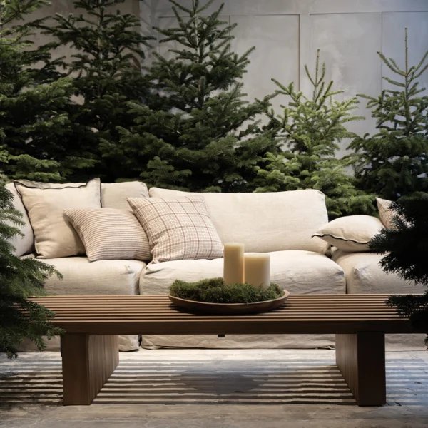 Slatted Top Solid Natural Teak Wood Coffee Table - Indoor and Outdoor – Image 6