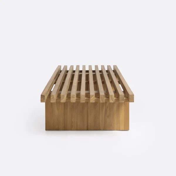 Slatted Top Solid Natural Teak Wood Coffee Table - Indoor and Outdoor – Image 2