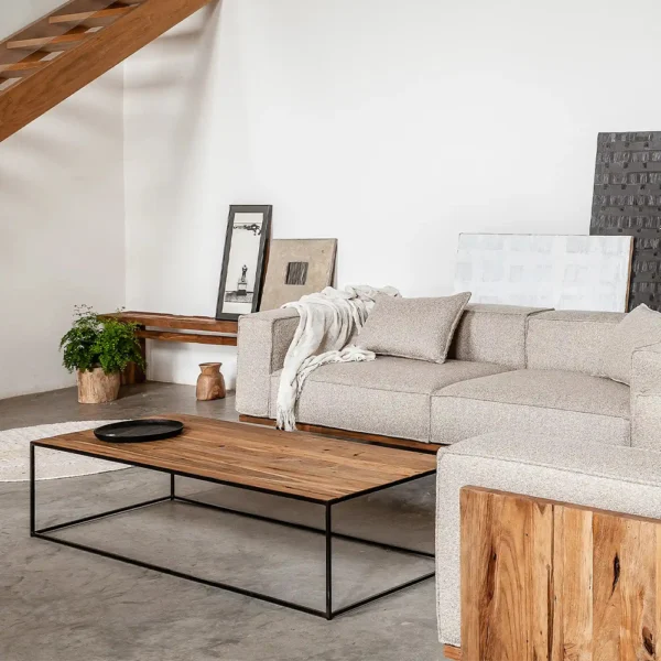 Eroded Style Solid Natural Teak Wood Coffee Table - Available in Two Sizes – Image 3