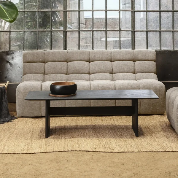 Solid Black Teak Wood Japanese Styled Coffee Table – Image 6