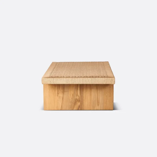 Solid Natural Teak Wood Coffee Table with Woven Cord Top – Image 4