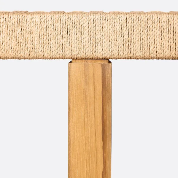 Solid Natural Teak Wood Coffee Table with Woven Cord Top – Image 2