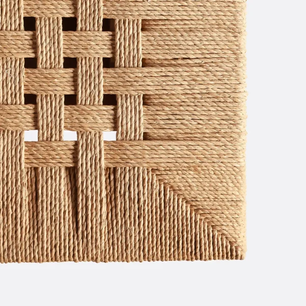 Solid Natural Teak Wood Coffee Table with Woven Cord Top – Image 5