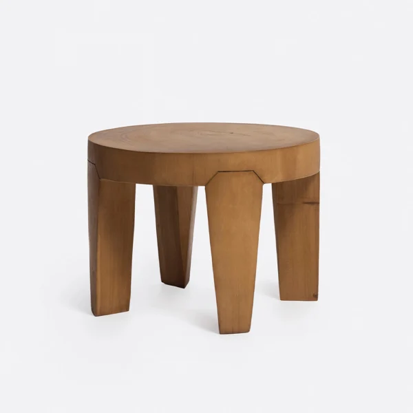 Solid Suar Wood Side Table with Triangular Carved Legs