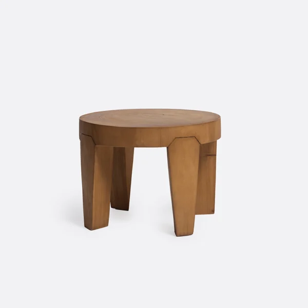 Solid Suar Wood Side Table with Triangular Carved Legs – Image 2