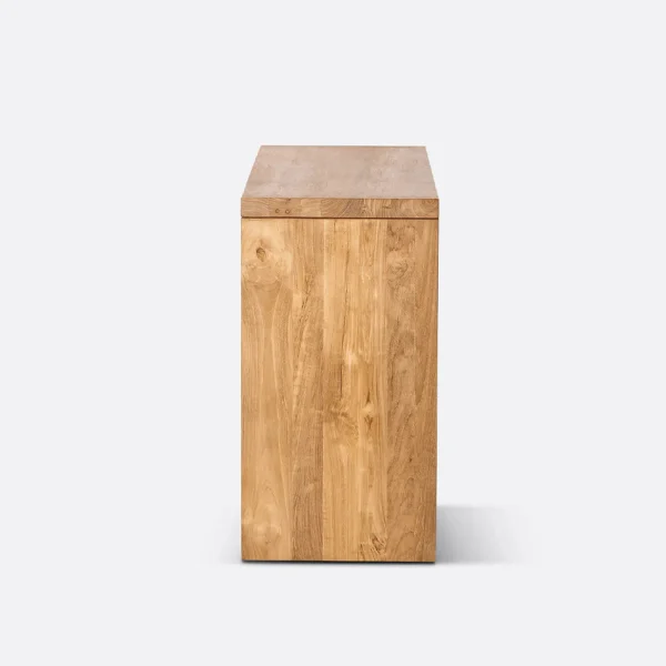 Minimalist Design Solid Natural Teak Wood Desk with Two Drawers - Image 3