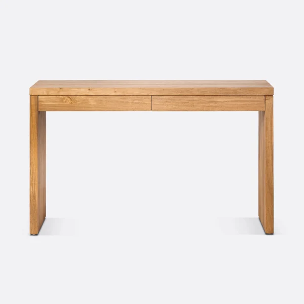 Minimalist Design Solid Natural Teak Wood Desk with Two Drawers