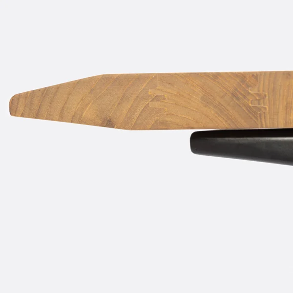 Solid Natural Teak Wood Desk with Black Iron Contemporary Base - Image 4