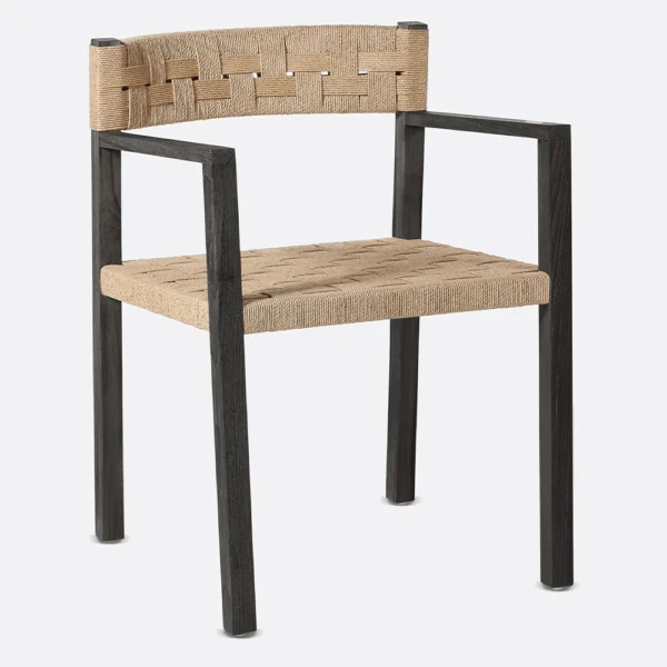 Iconic Solid Teak Wood Dining Chair with Woven Cord Seat and Back Rests - Available in Natural or Brushed Black Teak Wood - Image 6