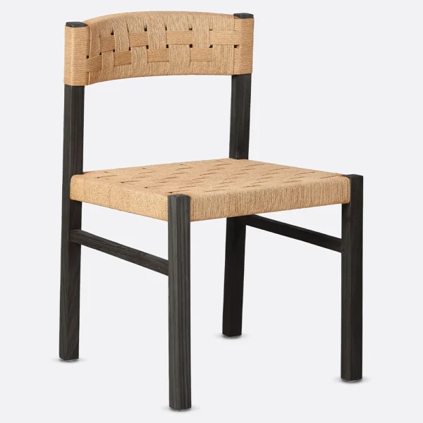 Iconic Solid Teak Wood Dining Chair with Woven Cord Seat and Back Rests - Available in Natural or Brushed Black Teak Wood - Image 5