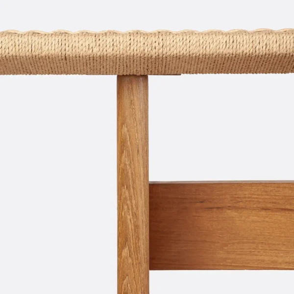 Beautiful Solid Natural Teak Wood Bench with Woven Cord Seat – Image 2
