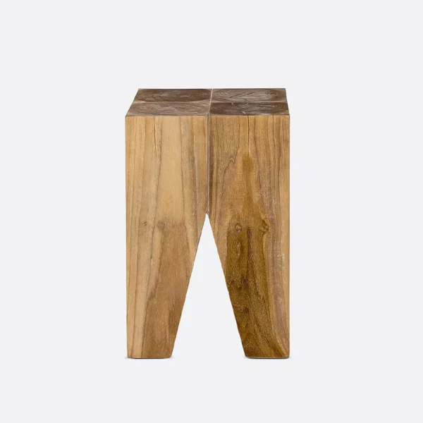 Solid 4 Piece Smooth Teak Wood Stool - Available in Natural and Brushed Black Teak Wood