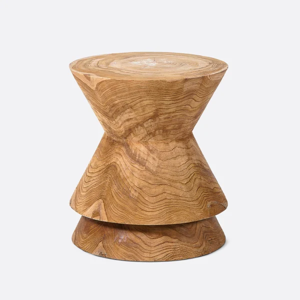 Diavolo Styled Solid Teak Wood Stool - Available in Natural and Brushed Black Teak Wood