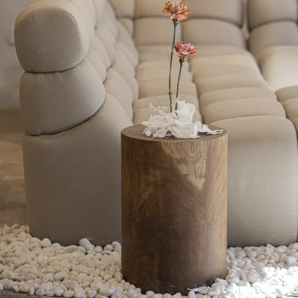 Solid Natural Teak Wood Stool - Available in Cylindrical and Square Shapes – Image 4