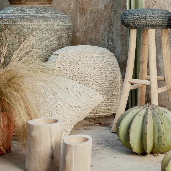 Organic Seagrass Pouffe - Available in Two Colours - Image 4