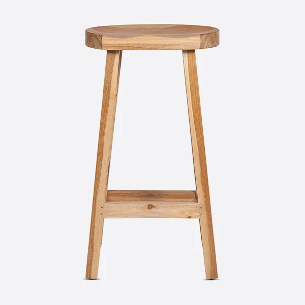 Solid Teak Wood Bar Stool - Available in Natural and Brushed Black Teak Wood