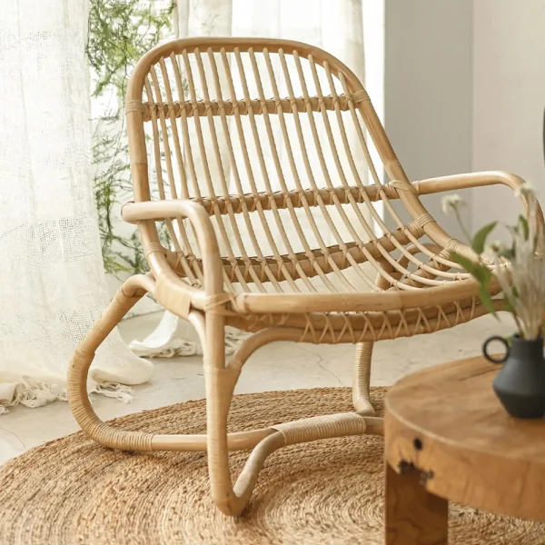 Hand Crafted Indoor Outdoor Rattan Lounge Chair - Image 6