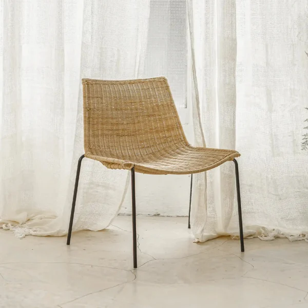 Rattan and Black Iron Lounge Chair - Indoor and Outdoor Models Available - Image 3