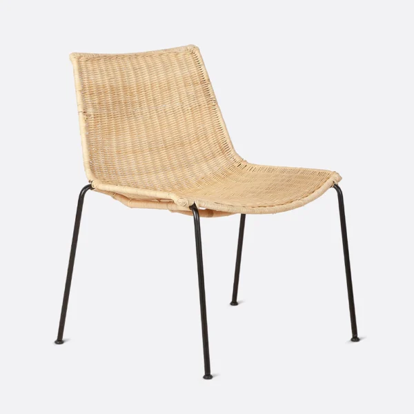 Rattan and Black Iron Lounge Chair - Indoor and Outdoor Models Available