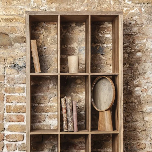 Eroded Style Solid Teak Wood Bookcase Display Cabinet – Available in Two Sizes and Wood Colours – Image 8