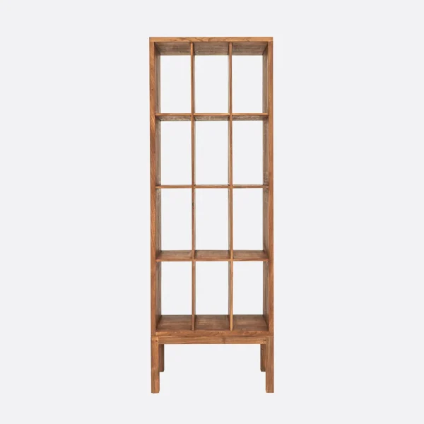 Eroded Style Solid Teak Wood Bookcase Display Cabinet – Available in Two Sizes and Wood Colours – Image 4