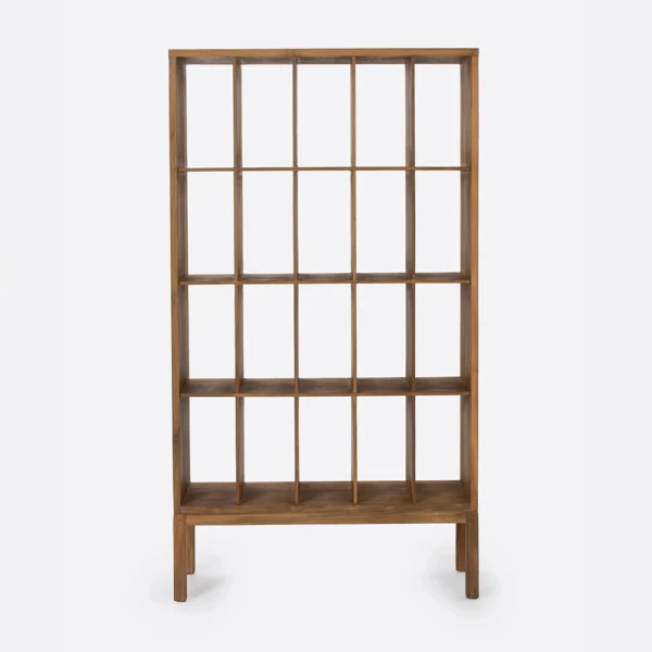 Eroded Style Solid Teak Wood Bookcase Display Cabinet – Available in Two Sizes and Wood Colours – Image 2