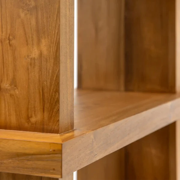 Imposing Solid Natural Teak Wood Bookcase - Available in Two Sizes – Image 3