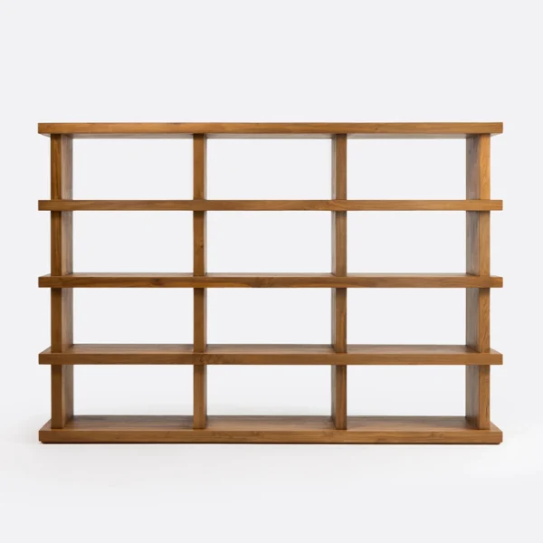 Imposing Solid Natural Teak Wood Bookcase - Available in Two Sizes – Image 2