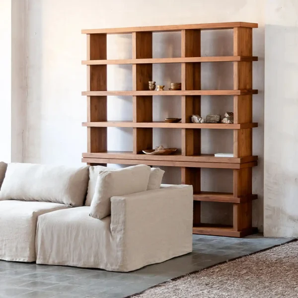 Imposing Solid Natural Teak Wood Bookcase - Available in Two Sizes – Image 4