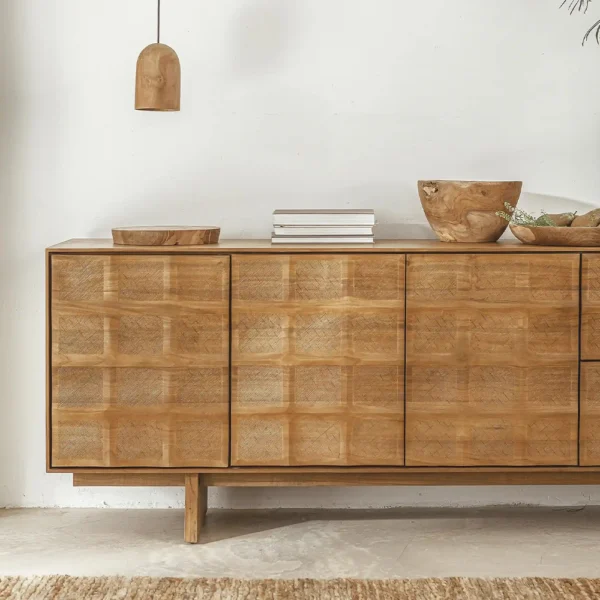 Stunning Hand Carved Solid Teak Wood Sideboard – Available in Black Teak or Natural Teak - Image 5