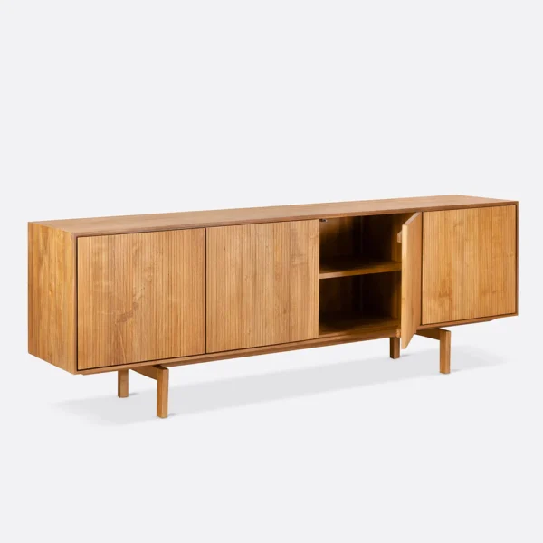 Beautiful Hand Grooved Sideboard in Solid Natural Teak Wood - Image 6